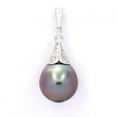 Ciondolo in Argento e 1 Perla di Tahiti Semi-Baroccha B 11.2 mm