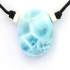 Collana in Cotone e 1 Larimar - 28 x 21 x 10 mm - 11.2 gr