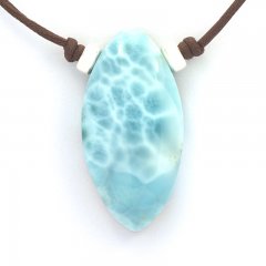 Collana in Cotone e 1 Larimar - 40 x 20 x 9.5 mm - 13.4 gr