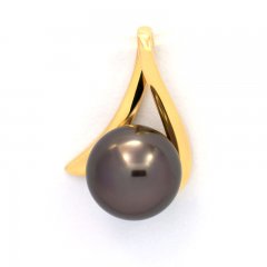 Ciondolo in Oro 18K e 1 Perla de Tahiti Rotonda A 8 mm