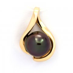 Ciondolo in Gold 14k e 1 Perla de Tahiti Rotonda B+ 9.4 mm