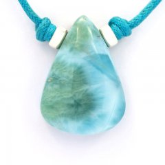 Collana in Cotone e 1 Larimar - 26 x 19 x 8.8 mm - 7.3 gr