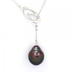 Collana in Argento e 1 Perla di Tahiti Semi-Baroccha A 10.3 mm