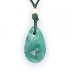 Collana in Cotone e 1 Larimar - 22 x 13 x 7.5 mm - 3.2 gr
