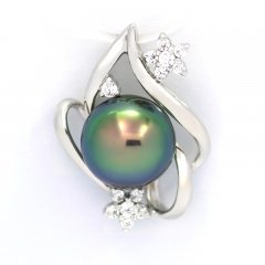 Ciondolo in Argento e 1 Perla de Tahiti Rotonda C+ 10 mm