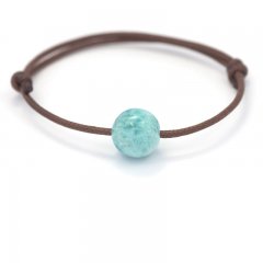 Braccialetto in Cotone e 1 Larimar - 11.4 mm - 2.6 gr