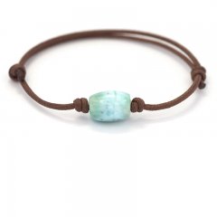 Braccialetto in Cotone e 1 Larimar - 12 x 9 mm - 2.3 gr