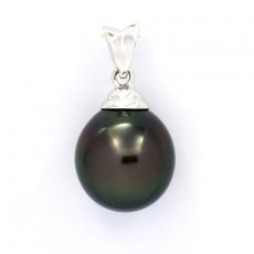 Ciondolo in Oro bianco 18K e 1 Perla di Tahiti Semi-Baroccha B 11.3 mm
