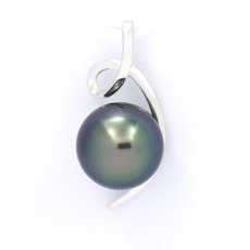 Ciondolo in Oro bianco 18K e 1 Perla di Tahiti Rotonda AB 9.9 mm