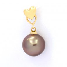 Ciondolo in Oro 18K e 1 Perla de Tahiti Rotonda AB 9.8 mm