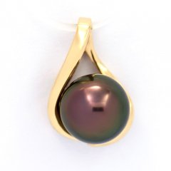 Ciondolo in Gold 14k e 1 Perla de Tahiti Rotonda B 9 mm