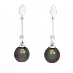 Orecchini in Argento e 2 Perle di Tahiti Semi-Barocche B 8 mm