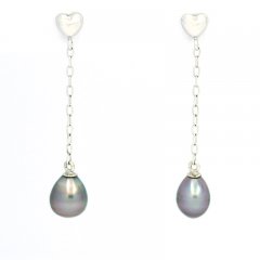 Orecchini in Oro bianco 14K e 2 Keishi di Tahiti