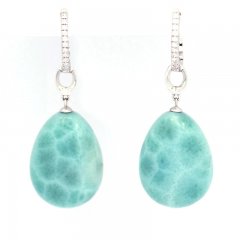 Orecchini in Argento e 2 Larimar - 20 x 15 mm - 8.8 gr