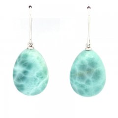 Orecchini in Argento e 2 Larimar - 20 x 15 mm - 8.7 gr