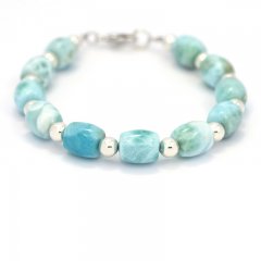 Braccialetto di 11 Larimar - 18 cm - 11.6 gr