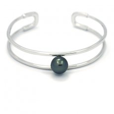 Braccialetto in Argento e 1 Perla di Tahiti Rotonda B 9.5 mm