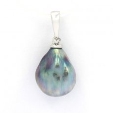 Ciondolo in Argento e 1 keishi di Tahiti