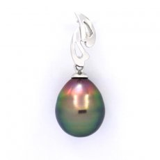 Ciondolo in Argento e 1 Perla di Tahiti Cerchiata B 10.1 mm