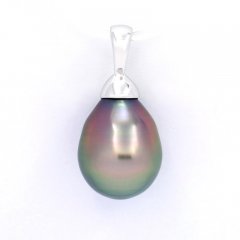 Ciondolo in Argento e 1 Perla di Tahiti Semi-Baroccha B 9.6 mm