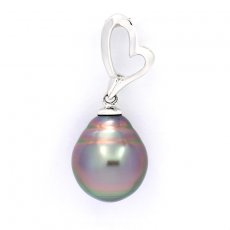 Ciondolo in Argento e 1 Perla di Tahiti Cerchiata B 10.5 mm