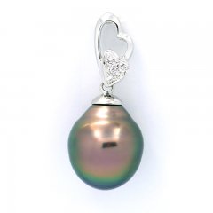 Ciondolo in Argento e 1 Perla di Tahiti Semi-Baroccha C 11.6 mm
