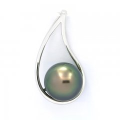 Ciondolo in Argento e 1 Perla di Tahiti Rotonda C 10.4 mm