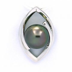 Ciondolo in Argento e 1 Perla di Tahiti Rotonda C 9.1 mm