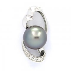 Ciondolo in Argento e 1 Perla de Tahiti Rotonda C 8.6 mm