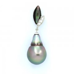 Ciondolo in Argento e 1 Perla di Tahiti Semi-Baroccha B 11.2 mm