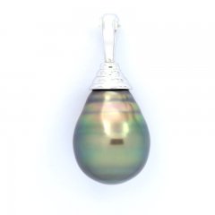 Ciondolo in Argento e 1 Perla de Tahiti Cerchiata C 11.1 mm