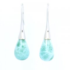 Orecchini in Argento e 2 Larimar - 15 x 10.2 mm - 3.9 gr