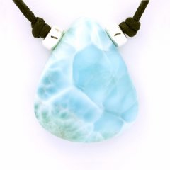 Collana in Cotone e 1 Larimar - 30 x 25 x 9.8 mm - 12.4 gr