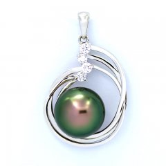 Ciondolo in Argento e 1 Perla di Tahiti Semi-Baroccha B/C 12 mm