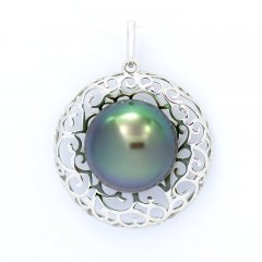 Ciondolo in Argento e 1 Perla di Tahiti Semi-Baroccha B/C 11.9 mm