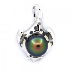 Ciondolo in Argento e 1 Perla di Tahiti Semi-Baroccha C 13.7 mm