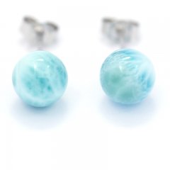 Orecchini in Argento e 2 Larimar - 8.1 mm - 1.6 gr