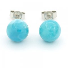 Orecchini in Argento e 2 Larimar - 8.2 mm - 1.7 gr