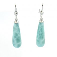 Orecchini in Argento e 2 Larimar - 22 x 7 mm - 3.9 gr