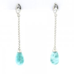 Orecchini in Argento e 2 Larimar - 10 x 6 mm - 1.15 gr