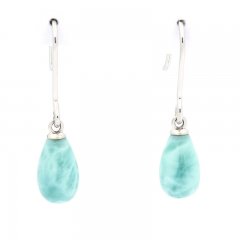 Orecchini in Argento e 2 Larimar - 10 x 6 mm - 1.2 gr
