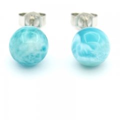 Orecchini in Argento e 2 Larimar - 8.2 mm - 1.7 gr