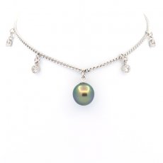 Braccialetto in Argento e 1 Perla di Tahiti Semi-Baroccha B+ 8.5 mm