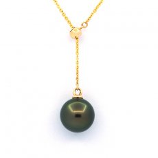 Collana in Oro 18K e 1 Perla di Tahiti Rotonda A 8.6 mm