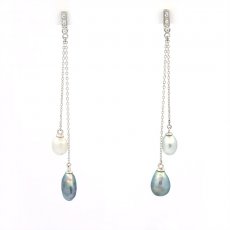 Orecchini in Argento e 4 keishi di Tahiti