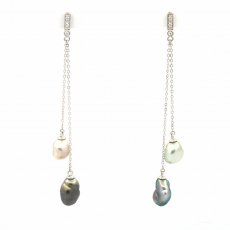 Orecchini in Argento e 4 Keishi di Tahiti