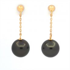 Orecchini in Oro 18K e 2 Perle di Tahiti Rotonde A & B 8.4 mm