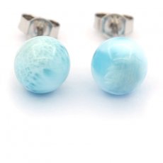Orecchini in Argento e 2 Larimar - 8.3 mm - 1.7 gr