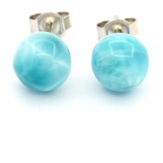 Orecchini in Argento e 2 Larimar - 8.3 mm - 1.7 gr
