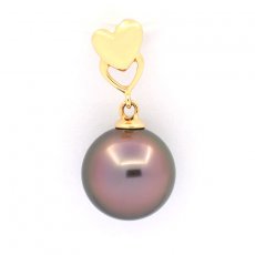 Ciondolo in Oro 18K e 1 Perla de Tahiti Rotonda B 10 mm